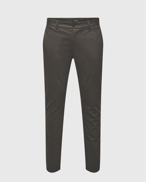 Mark Pantalon Herringbone Print Donkergrijs vooraanzicht