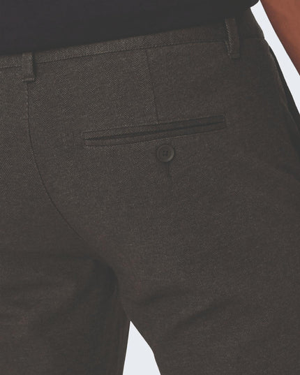 Mark Pantalon Herringbone Print Donkergrijs zakkenaanzicht