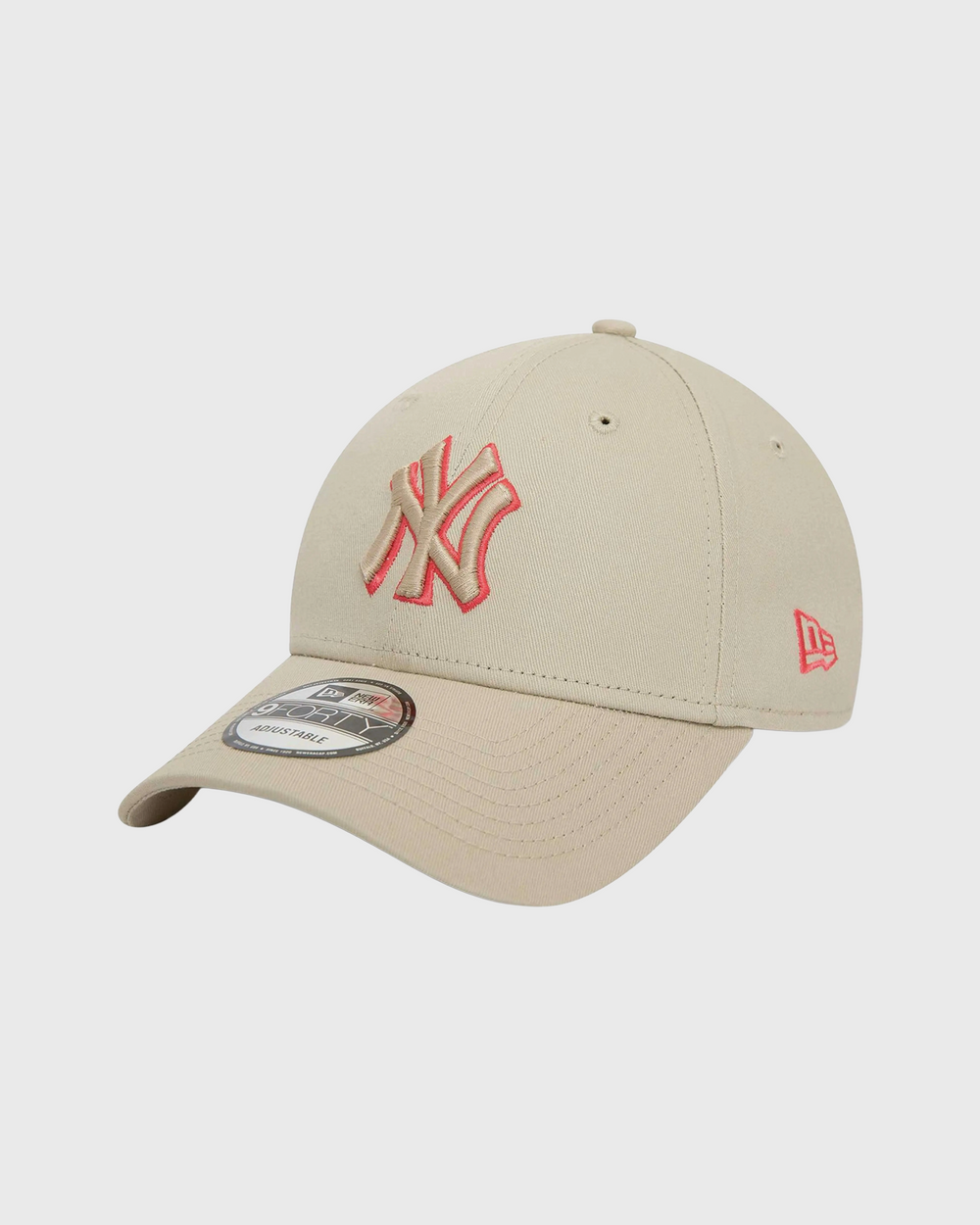 New York Yankees League Essential 9Forty Adjustable Cap Beige Oranje zijaanzicht