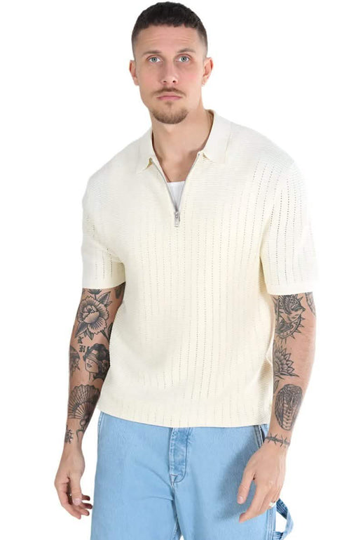 Domi Half Zip Polo Knit Antique White