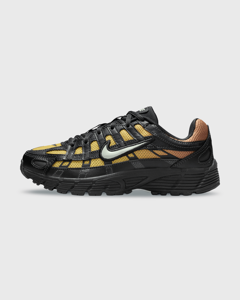 Nike P-6000 Zwart Oranje Geel Fade buitenaanzicht 