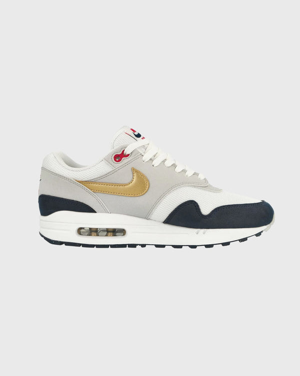 Baskets Nike Air Max 1 Blanc Olympique Bleu
