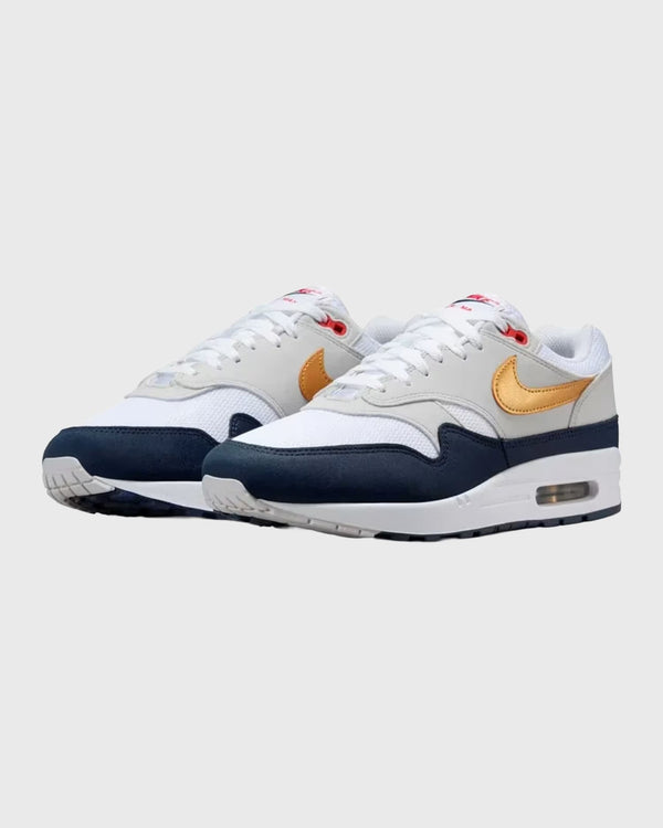 Baskets Nike Air Max 1 Blanc Olympique Bleu