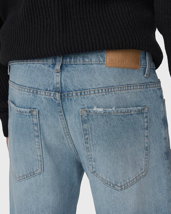 Edge Straight Denim Jeans lichtblauw