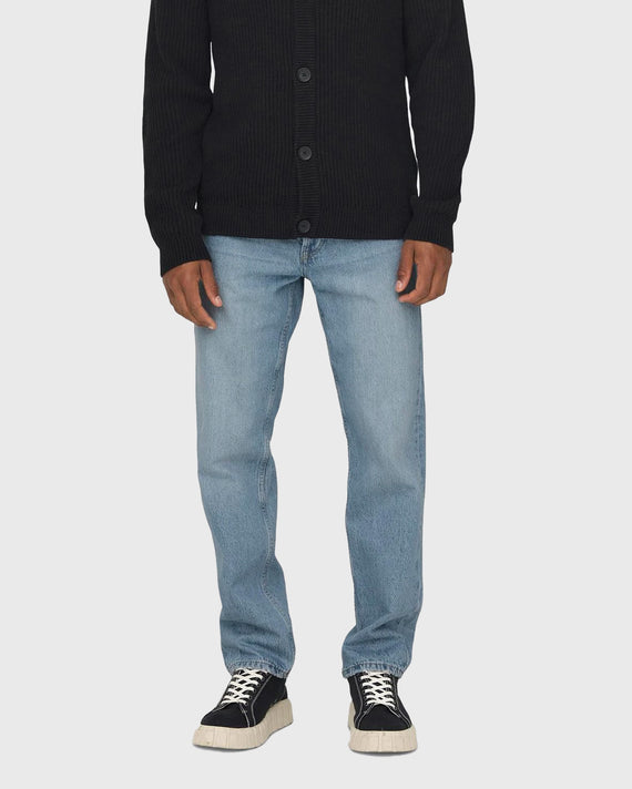 Edge Straight Denim Jeans lichtblauw