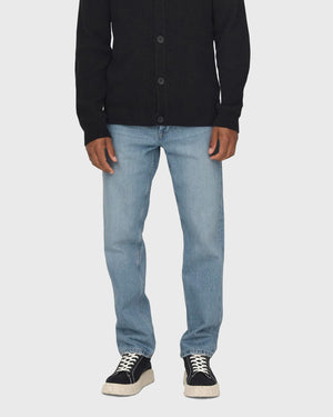 Edge Straight Denim Jeans lichtblauw