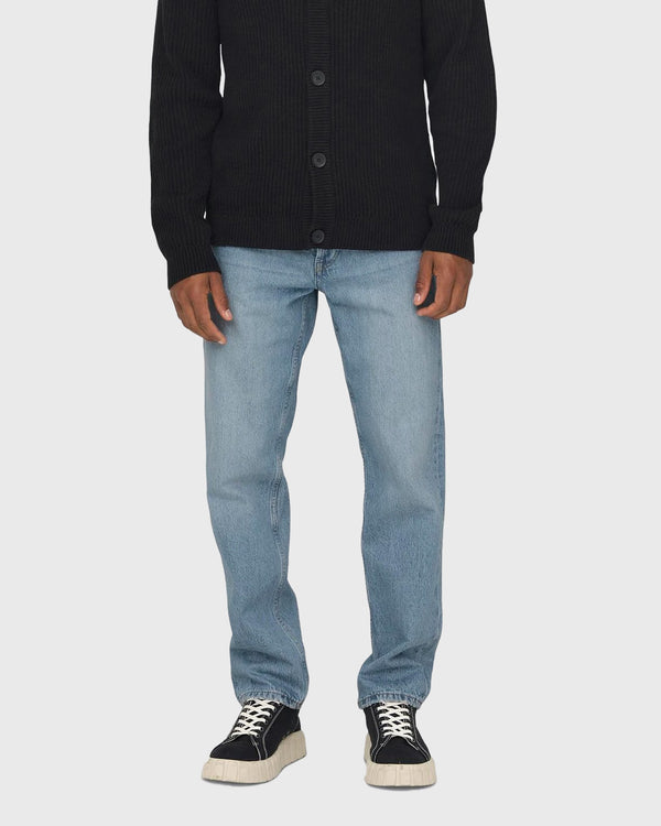 Edge Straight Denim Jeans lichtblauw