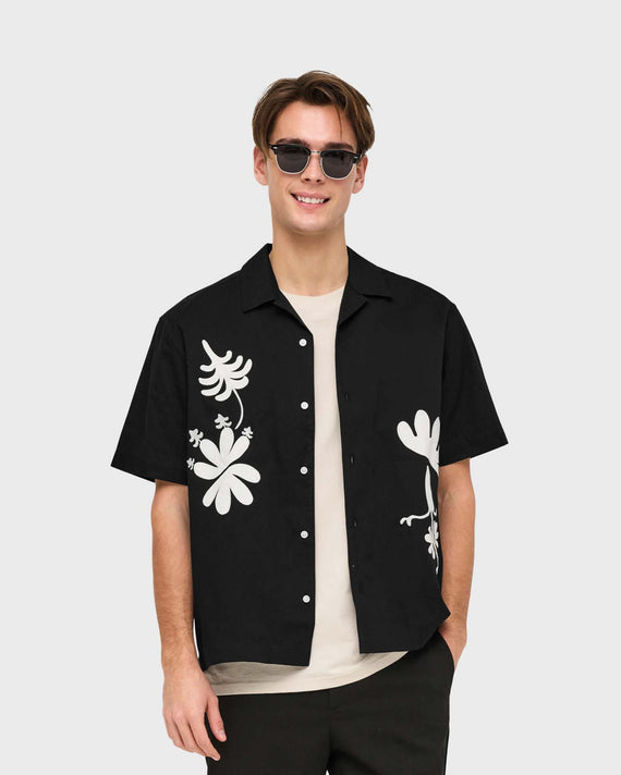 Only & Sons Embroidery Loose Shirt Zwart