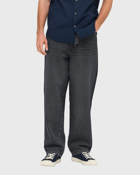 Only & Sons Fade Loose Jeans Zwart