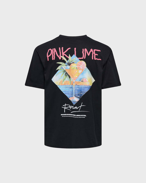Only & Sons Pink Lime T-shirt Zwart