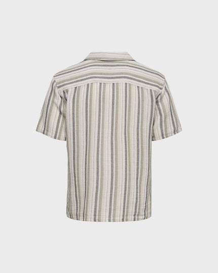 Trev Regular Structure Stripe Shirt Khaki