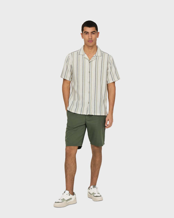 Trev Regular Structure Stripe Shirt Groen