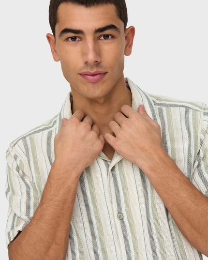Trev Regular Structure Stripe Shirt Khaki