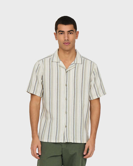 Trev Regular Structure Stripe Shirt Khaki