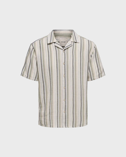 Trev Regular Structure Stripe Shirt Khaki
