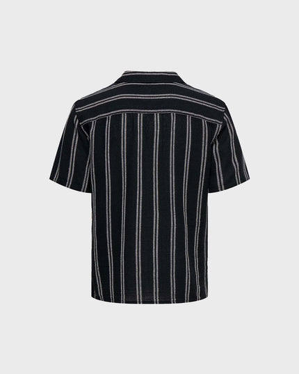 Trev Regular Structure Stripe Shirt Navy