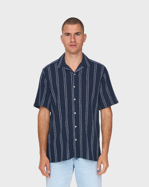 Trev Regular Structure Stripe Shirt Navy