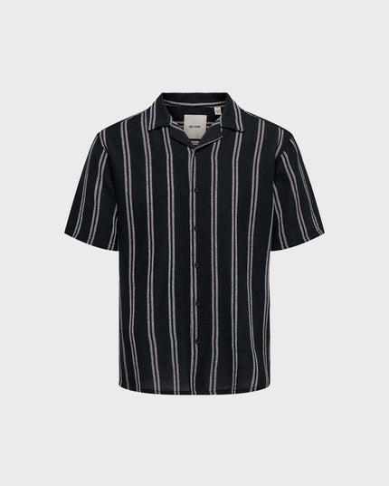 Trev Regular Structure Stripe Shirt Navy