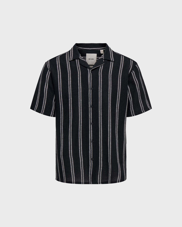 Trev Regular Structure Stripe Shirt Navy