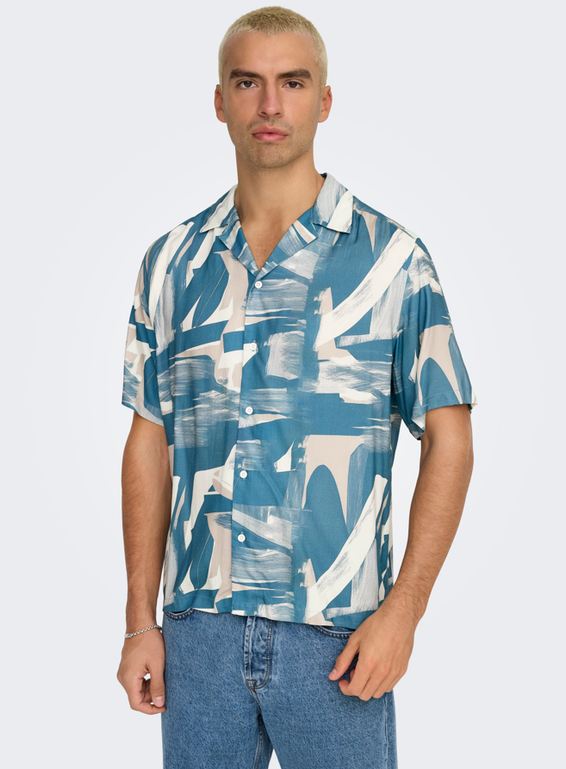 Only & Sons Life Reg Resort Shirt Blauw