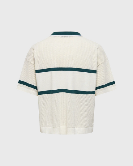 Only & Sons Ace Life Split Neck Polo Wit Groen achteraanzicht 