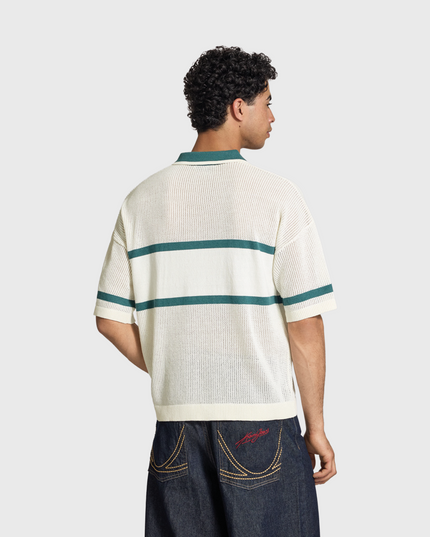 Only & Sons Ace Life Split Neck Polo Wit Groen achteraanzicht met model