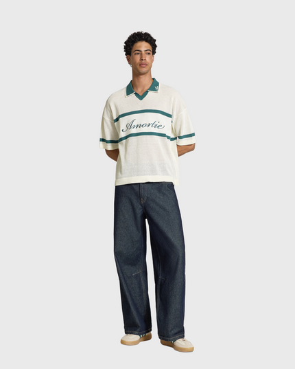 Only & Sons Ace Life Split Neck Polo Wit Groen met model hele outfit casual streetwear