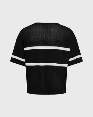 Only & Sons Ace Life Split Neck Polo Zwart Wit achteraanzicht burned sports den bosch