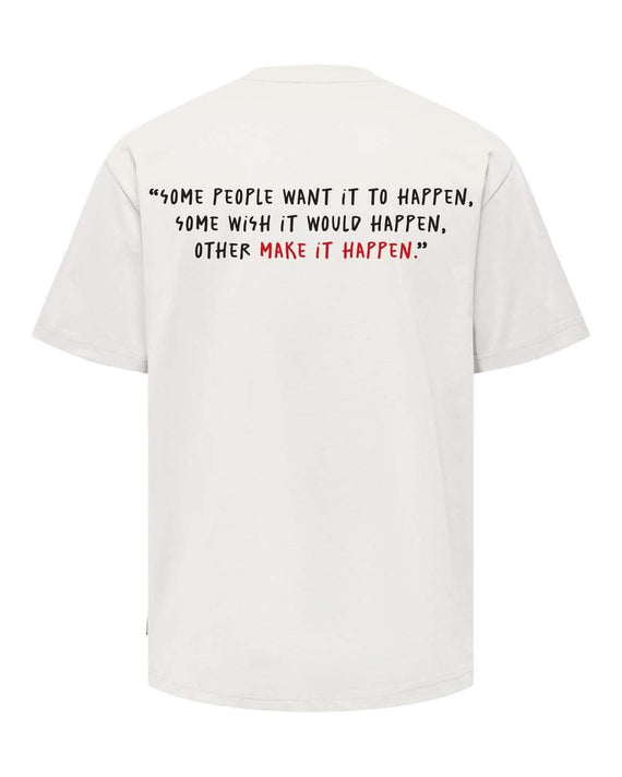 Only & Sons Jordan Make It Happen T-shirt Wit Achterkant