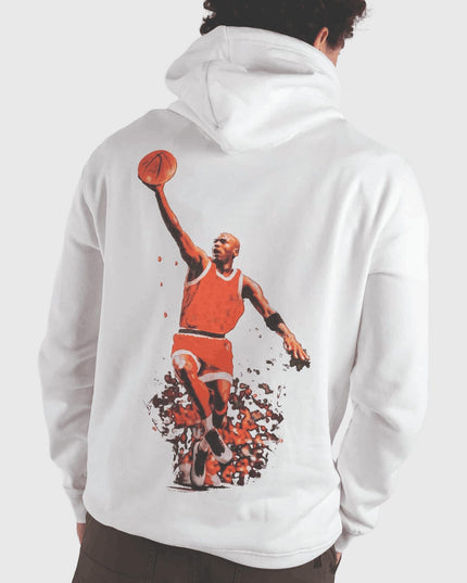 Only &amp; Sons Jordan Jumping Man Hoodie Wit achteraanziht close up