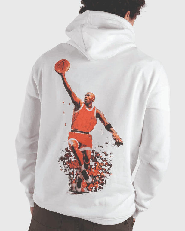 Only &amp; Sons Jordan Jumping Man Hoodie Wit achteraanziht close up