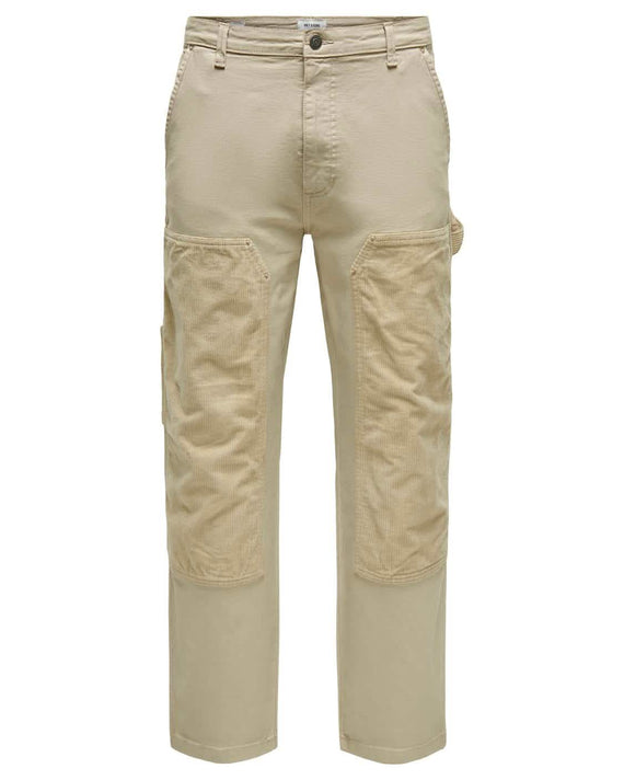 Only & Sons Fade Carpenter Loose Fit Lange Hose Beige