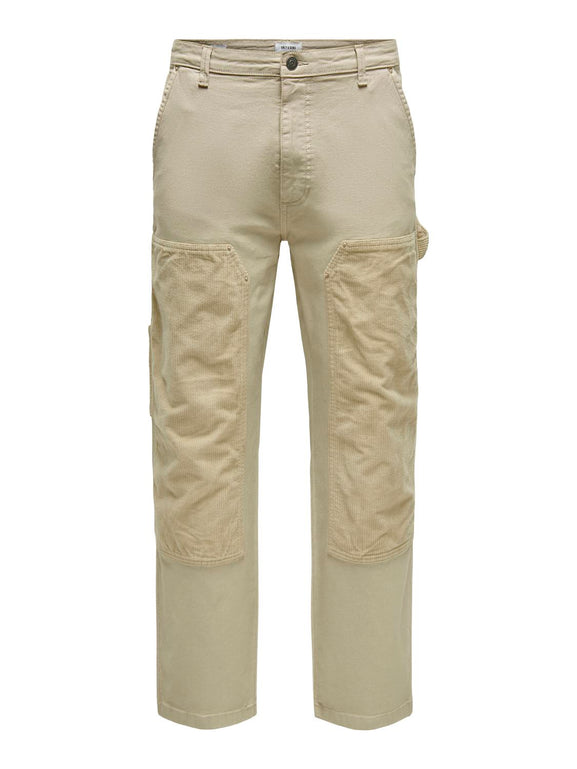 Only & Sons Fade Carpenter Loose Fit Langebroek Beige