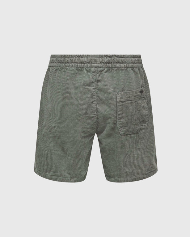 Only &amp; Sons Tel Corduroy Short Groen achter aanzicht