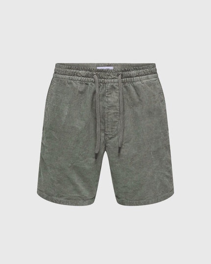 Only &amp; Sons Tel Corduroy Short Groen vooraanzicht