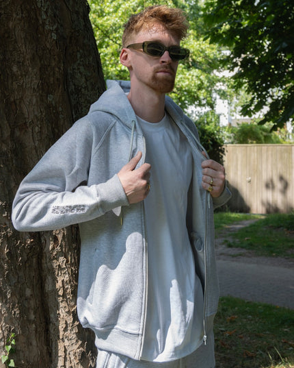 Burned Zip Hoodie Grijs