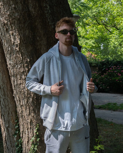 Burned Zip Hoodie Grijs