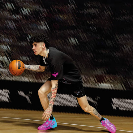 Puma MB.04 DIP Basketbalschoen Roze/Blauw