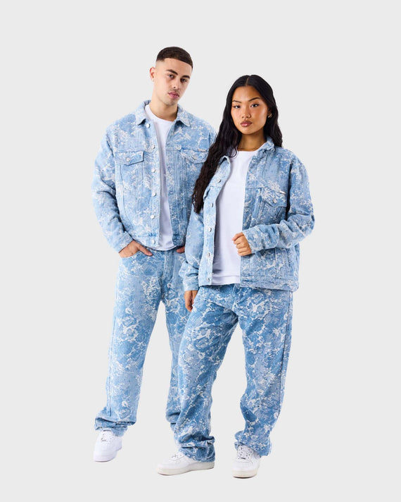 Project X Paris Abstract pattern denim Lange Broek Blauw