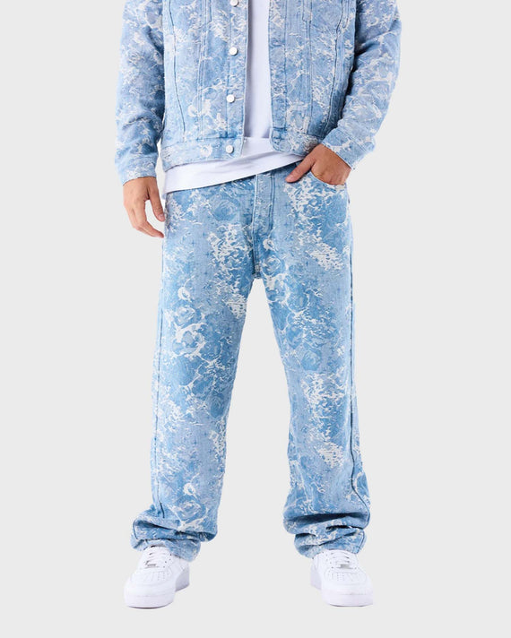 Project X Paris Abstract pattern denim Lange Broek Blauw