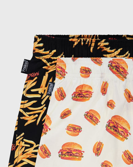 Pockies 2-Pack Burgers 'n' Fries Boxers close up labels pockies