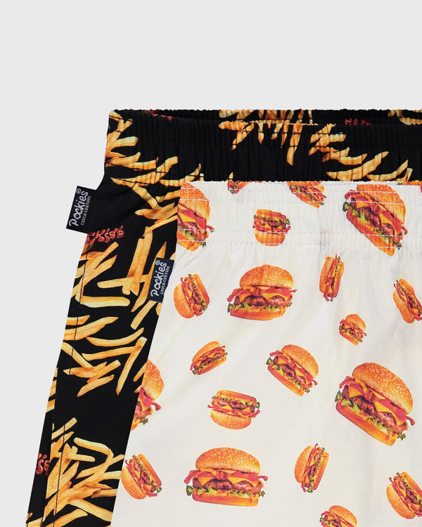 Pockies 2-Pack Burgers 'n' Fries Boxers close up labels pockies