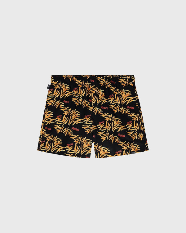 Pockies 2-Pack Burgers 'n' Fries Boxers onderbroek los frietjes zwart geel