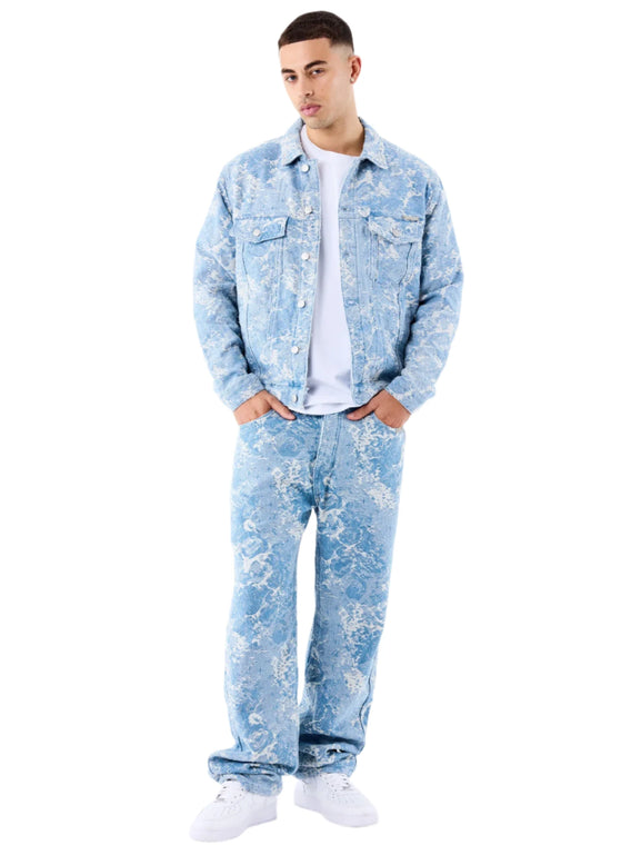 ProjectXParisAbstractpatternDenimJacketBlauwmanvoorkant