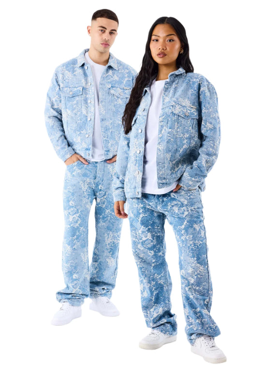 ProjectXParisAbstractpatternDenimJacketBlauwmanvrouwfullbody