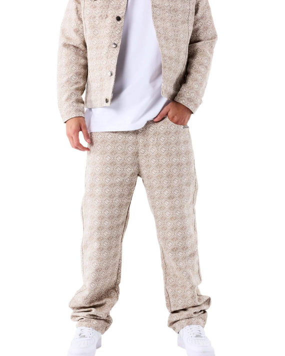 ProjectXParisCanvasgeometricpatternLangeBroekBeigemanvoorkant