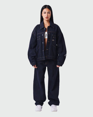 Project X Paris Dames Dark Denim Jacket verre aanzich