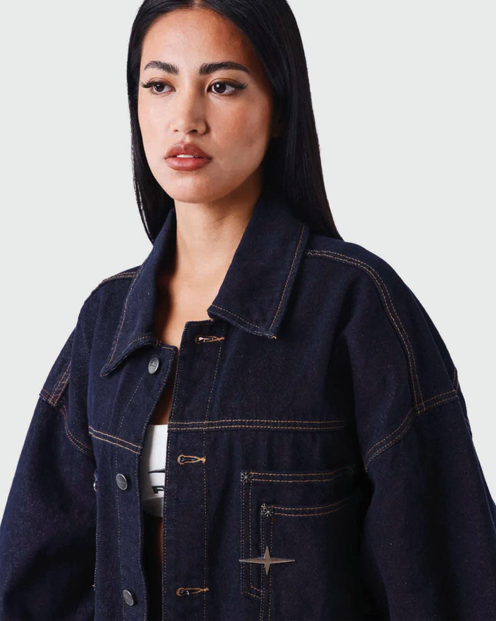 Project X Paris Dames Dark Denim Jacket vooor