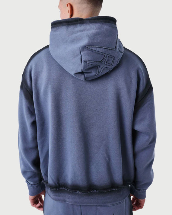 Project X Paris Faded Hoodie Blauw achteraanzicht
