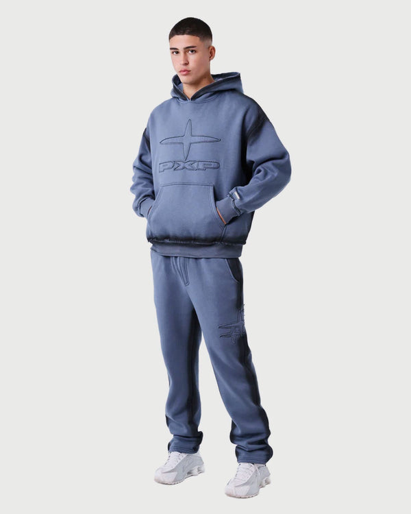 Project X Paris Faded Hoodie Blauw verre aanzicht